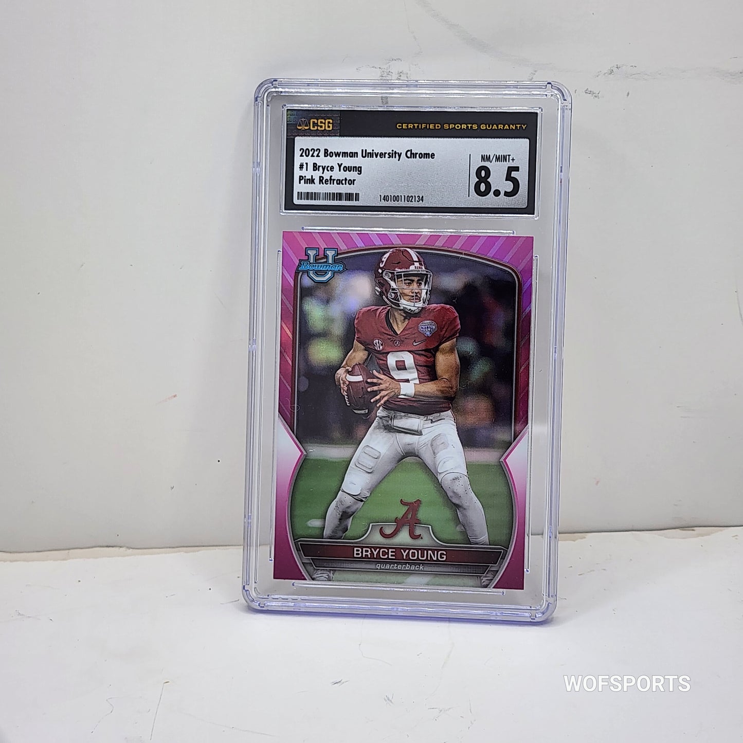 2022 Bowman University Chrome Pink Refractor #1 Bryce Young CSG NM-MNNT+ 8.5