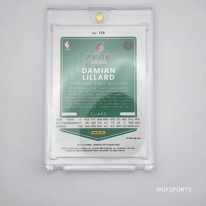 2021-22 Panini Donruss Optic Gold 3/10 Damian Lillard #118 Portland Trail Blazers