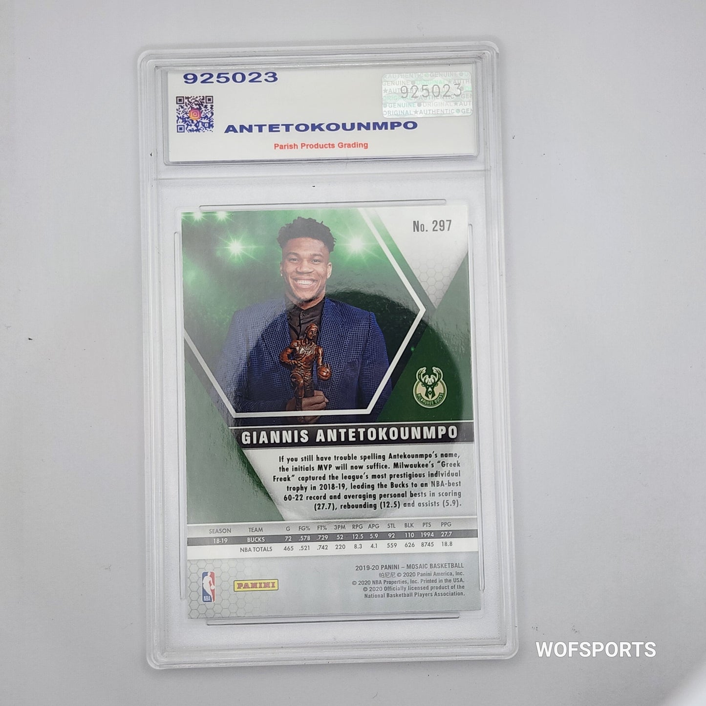 2019 Mosaic MVP GIANNIS ANTETOKOUNMPO #297 Parish 8 NM-MT