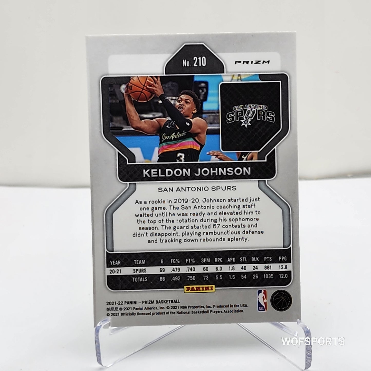 2021-22 Panini Prizm Choice Blue Yellow & Green Prizm Keldon Johnson #210 San Antonio Spurs