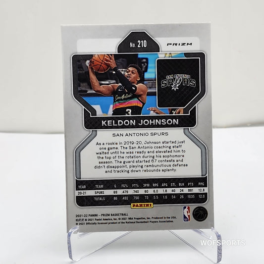 2021-22 Panini Prizm Choice Blue Yellow & Green Prizm Keldon Johnson #210 San Antonio Spurs