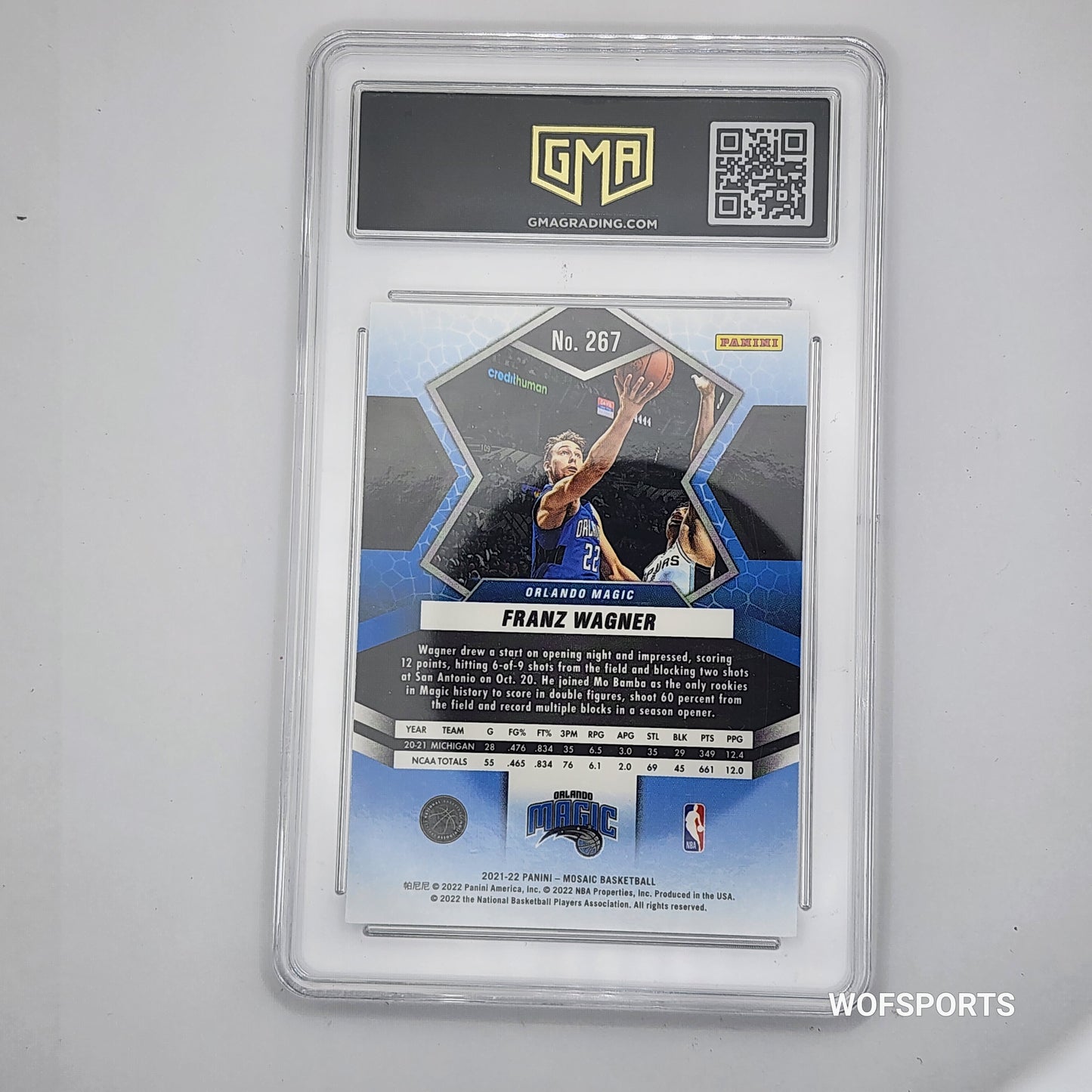 2021-22 Mosaic Debut Rookie Franz Wagner #287 GMA 10 Gem Mint