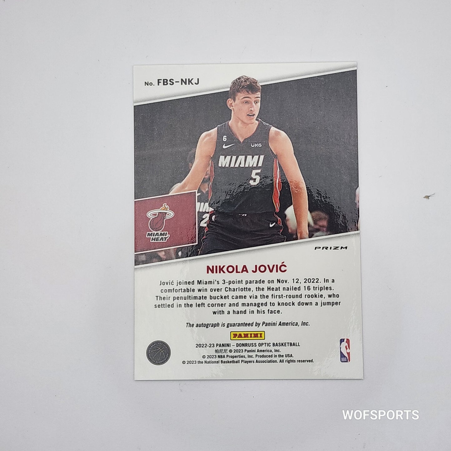 2022-23 Donruss Auto Dico Optic Fast Breaks Nikola Jovic #FBS-NKJ Miami Heat