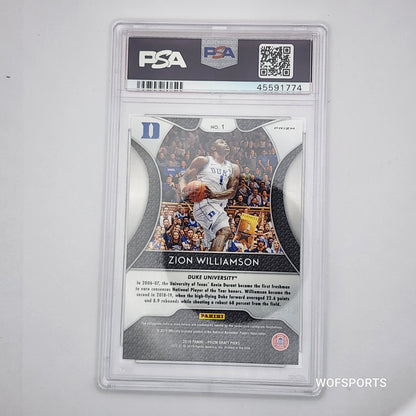 2019 Panini Prizm Draft Picks Green/Yellow Prizm /249 Zion Williamson #1 PSA 9 Mint