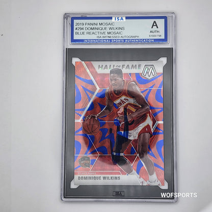 2019 Panini Mosaic Blue Refractive Auto Dominique Wilkins #294 ISA