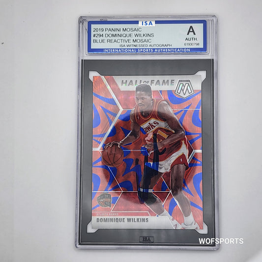2019 Panini Mosaic Blue Refractive Auto Dominique Wilkins #294 ISA