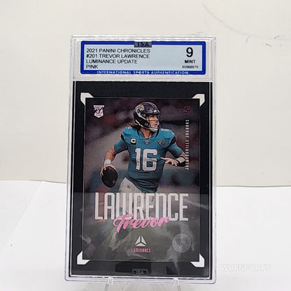 2021 Panini Chronicles Luminance Update Pink Trevor Lawrence Rookie #201 RC ISA 9 Mint