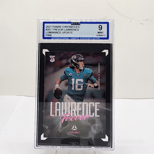 2021 Panini Chronicles Luminance Update Pink Trevor Lawrence Rookie #201 RC ISA 9 Mint