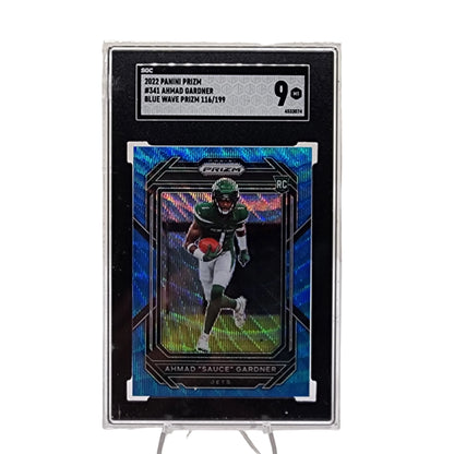 2022 Panini Prizm Blue Wave Prizm 116/199 Ahmad "Sauce" Gardner RC #341 SGC 9 MT