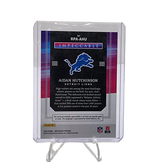 2022 Panini Impeccable Rookie Patch /99 Aidan Hutchinson RC Detroit Lions #RPA-AHU