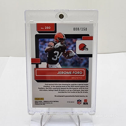 2022 Panini Donruss Optic Rated Rookies Auto 08/150 Jerome Ford #53 Cleveland Browns