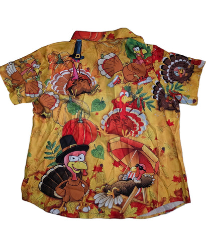 Happy Thanksgiving Turkey Shirt Women Size Large