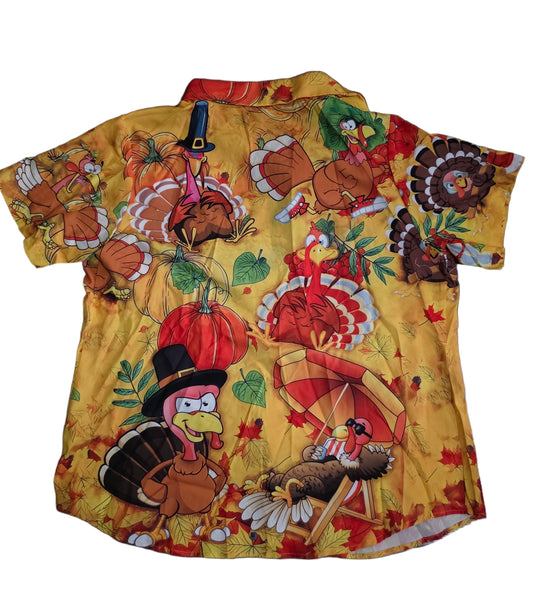 Happy Thanksgiving Turkey Shirt Women Size Large