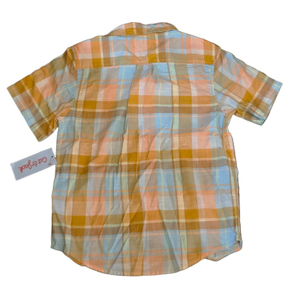 Cat and Jack Boy Orange & Blue Plaid Shirt SZ 6-7 / 8