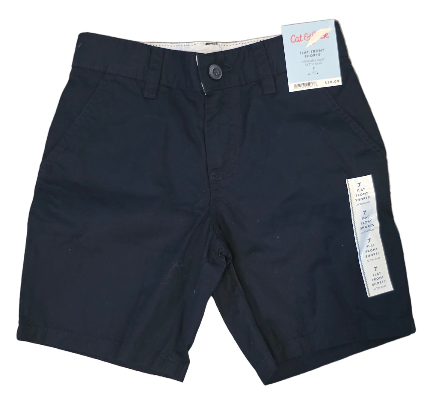 Cat & Jack Boys' Flat Front "At the Knee" Chino Shorts Dark Navy Size 7 & 16 NWT
