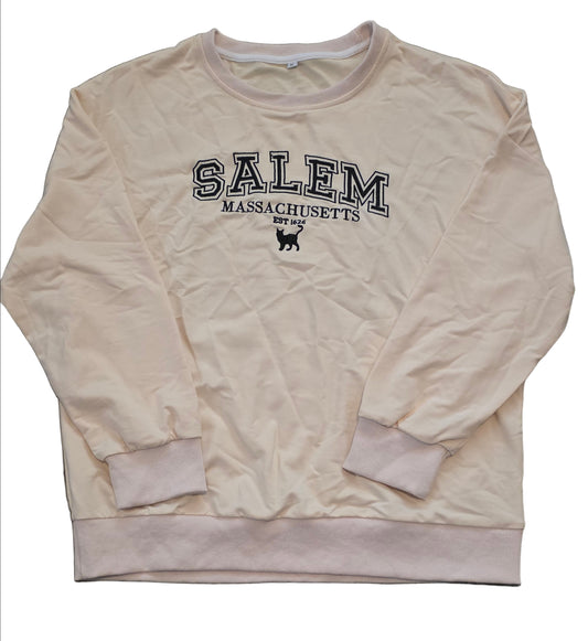 Women Oversized Halloween Sweatshirt Salem Massachusetts Shirts Long Sleeve Pullover Tops