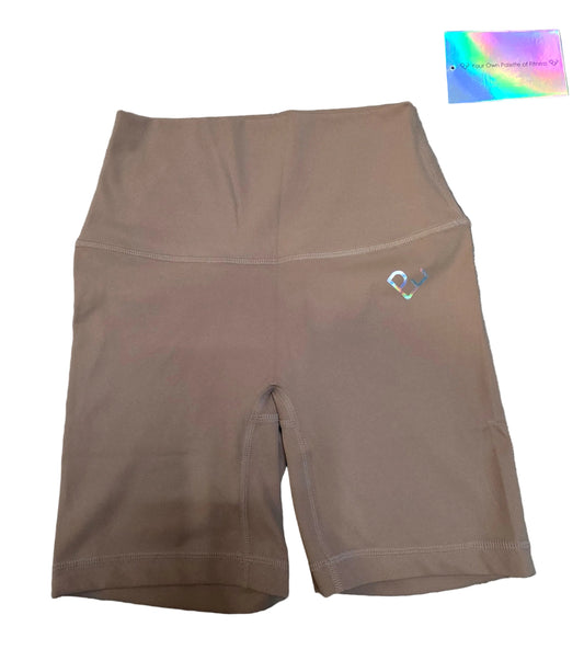 PaletteFit Women's High-Waisted Biker Shorts, Brown Size Small