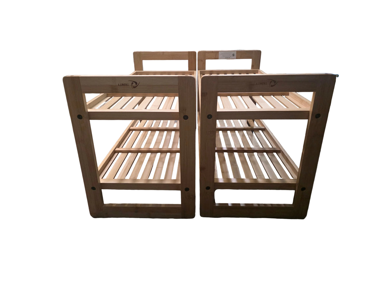 Bamboo 2-Tier Shoe Rack Storage Organizer – Set of 2