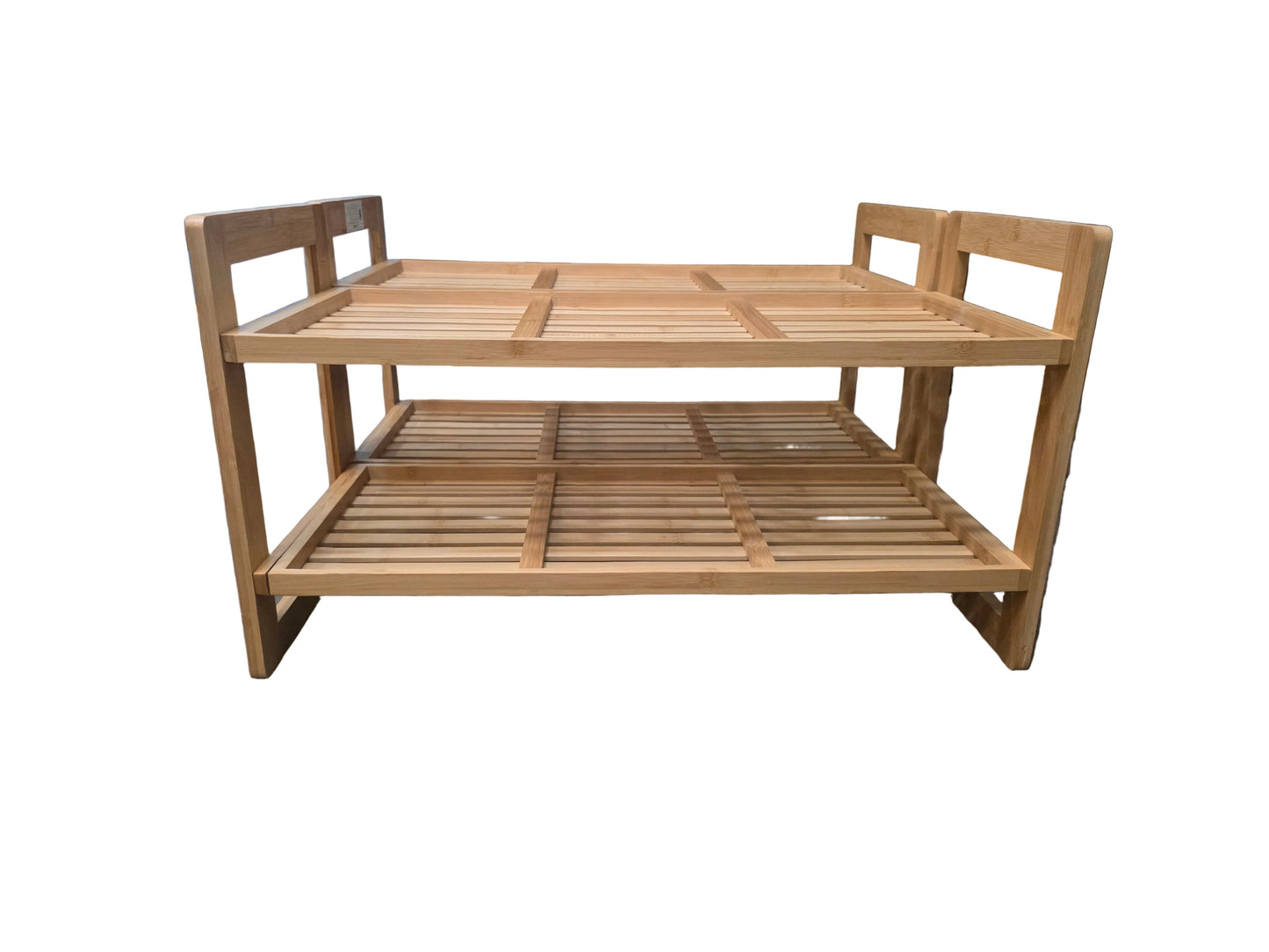 Bamboo 2-Tier Shoe Rack Storage Organizer – Set of 2