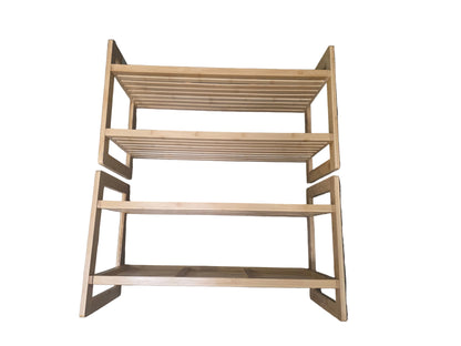 Bamboo 2-Tier Shoe Rack Storage Organizer – Set of 2