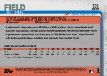 2019 Topps Chrome Sapphire Johnny Field Rookie #606 Chicago Cubs