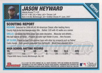 2007 Bowman Draft Picks & Prospects Jason Heyward FBC #BDPP54 Atlanta Braves