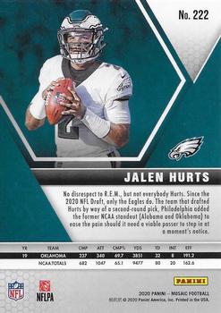 2020 Panini Mosaic Jalen Hurts Rookie RC #222 Philadelphia Eagles