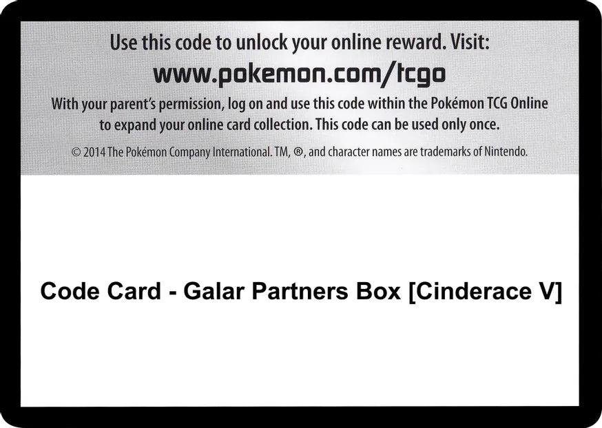 Code Card - Galar Partners Box [Cinderace V] - SWSH01: Sword & Shield Base Set (SWSH01)