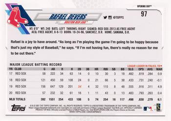 2021 Topps Opening Day Rafael Devers #97 Boston Red Sox