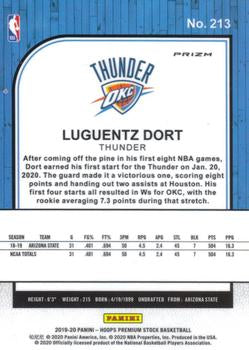2019-20 Hoops Premium Stock Luguentz Dort Rookie Silver Prizm #213 Oklahoma City Thunder