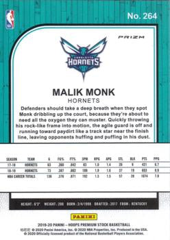 2019-20 Hoops Premium Stock Malik Monk Silver Prizm #264 Charlotte Hornets