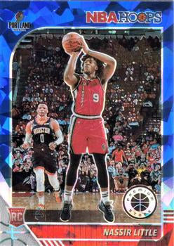 2019-20 NBA Hoops Premium Nassir Little Blue Cracked Ice RC #220 Trailblazers