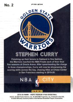 STEPHEN CURRY 2019/20 HOOPS PREMIUM STOCK #2 NBA CITY SILVER HOLO PRIZM