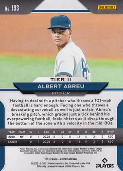 2021 Panini Prizm Albert Abreu Rookie Silver Prizm #193 New York Yankees