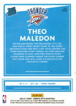 2020-21 Donruss Optic Pulsar Rated Rookies Theo Maledon #184 Oklahoma City Thunder