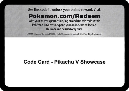 Code Card - Pikachu V Showcase - Miscellaneous Cards & Products (MCAP)