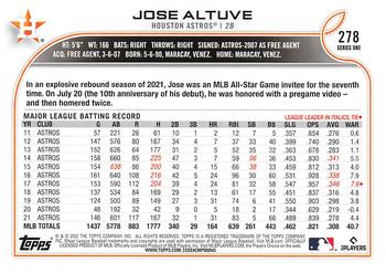 2022 Topps Jose Altuve #HOU-1 Houston Astros