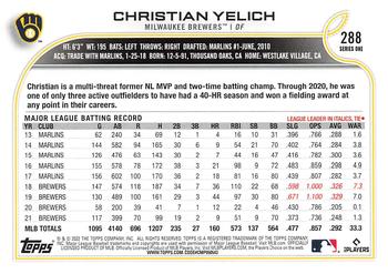 2022 Topps Christian Yelich #288 Milwaukee Brewers