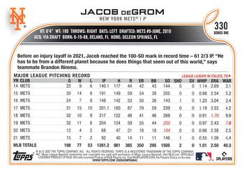 2022 Topps Jacob deGrom #330 New York Mets