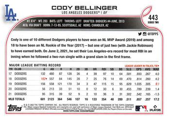 2022 Topps Cody Bellinger #443 Los Angeles Dodgers