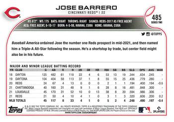 2022 Topps Jose Barrero #485 Cincinnati Reds