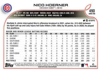 2022 Topps Nico Hoerner #490 Chicago Cubs