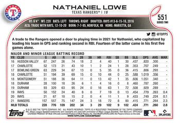 2022 Topps Nathaniel Lowe #551 Texas Rangers