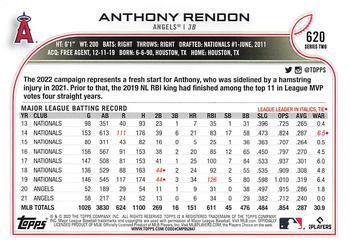 2022 Topps Anthony Rendon #620 Los Angeles Angels