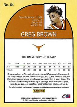 2021 Panini Chronicles Hoops Retro Greg Brown III 64 Texas Longhorns