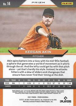 2021 Panini Prizm Keegan Akin Rookie Silver Prizm #14 Baltimore Orioles