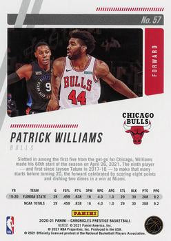2020-21 Panini Chronicles Prestige Rookies Patrick Williams #57 Chicago Bulls