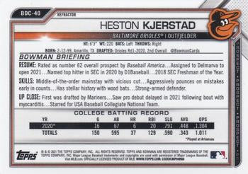2021 Bowman Chrome Heston Kjerstad #BDC-40 Baltimore Orioles