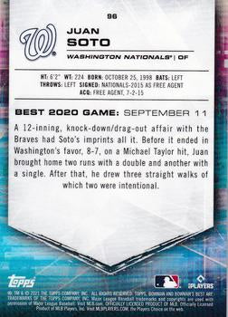 2021 Bowman's Best Aqua Lava Refractors #96 Juan Soto /199