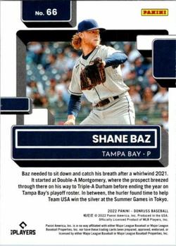 2022 Panini Donruss Shane Baz Rated Rookies 66 Tampa Bay Rays